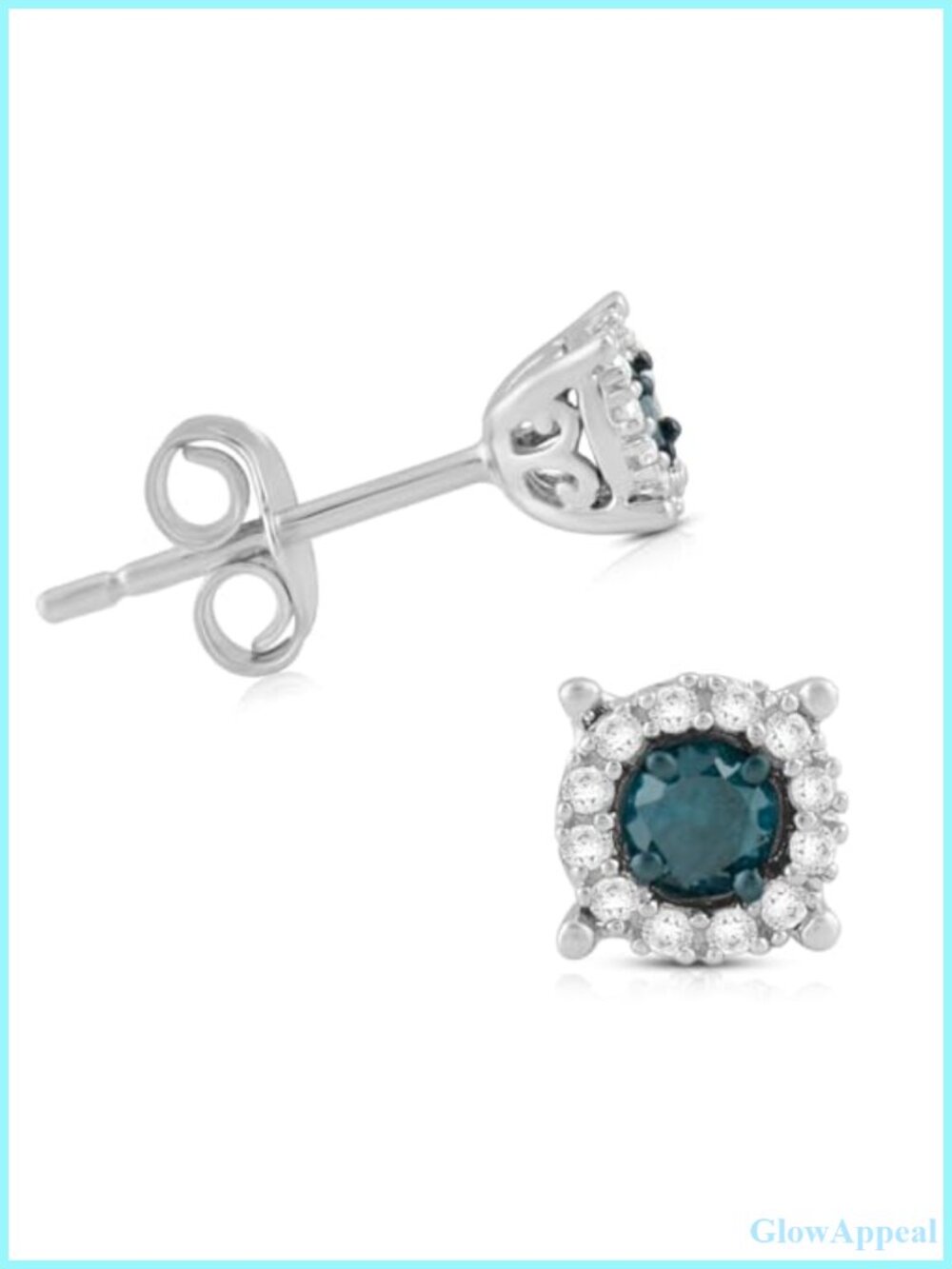 925 Sterling Silver Halo Diamond Stud Earrings for Women Push Back